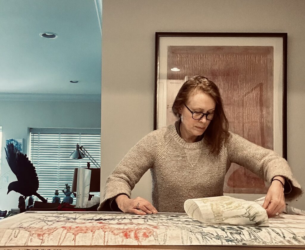 Elizabeth McAlpin working in her studio.